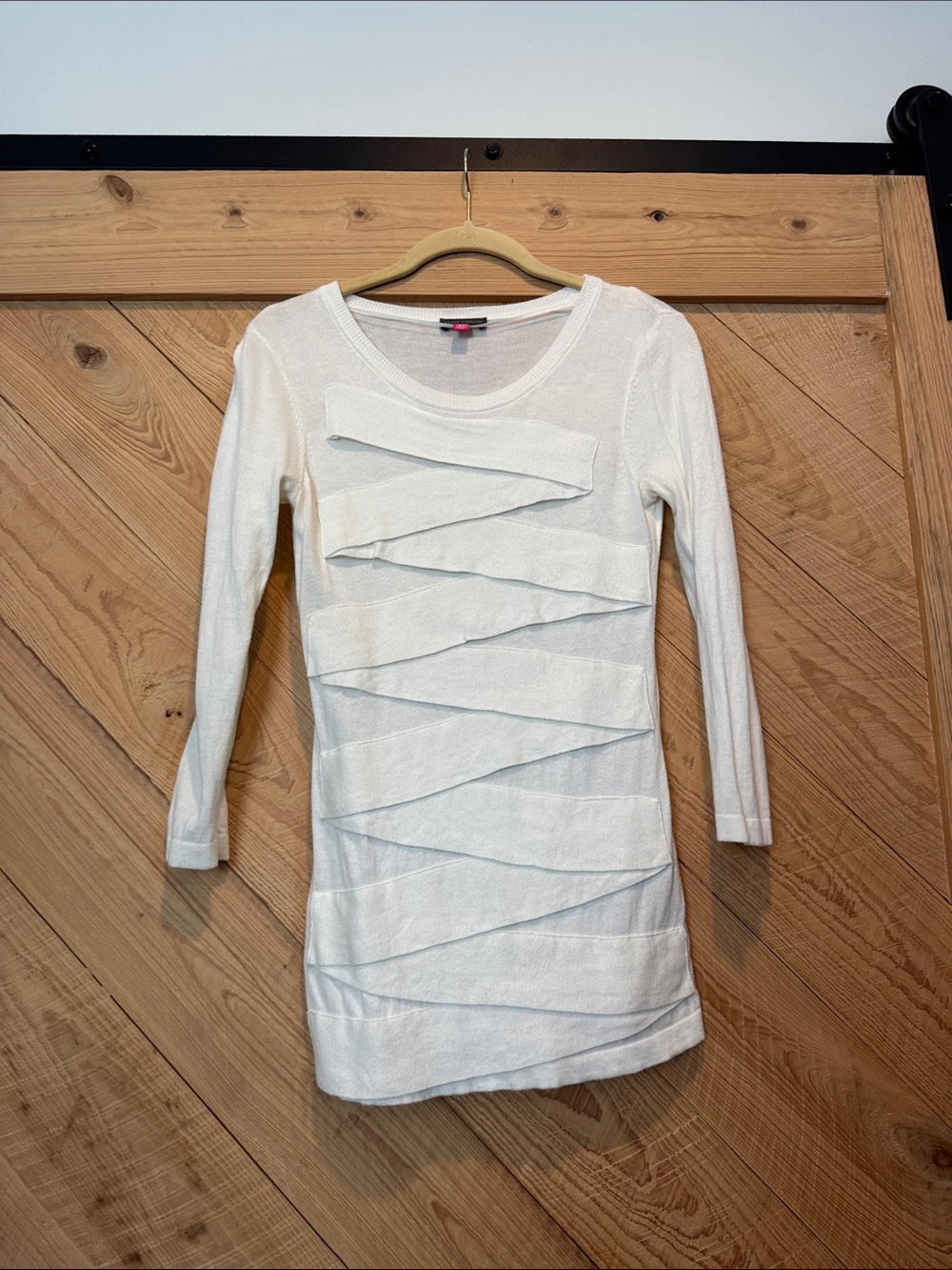 Vince Camuto Ivory Layered Panel Knit Top
